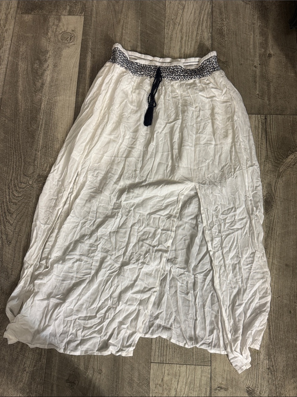 Live 4 Truth White Maxi Skirt with Navy Tassel Waistband